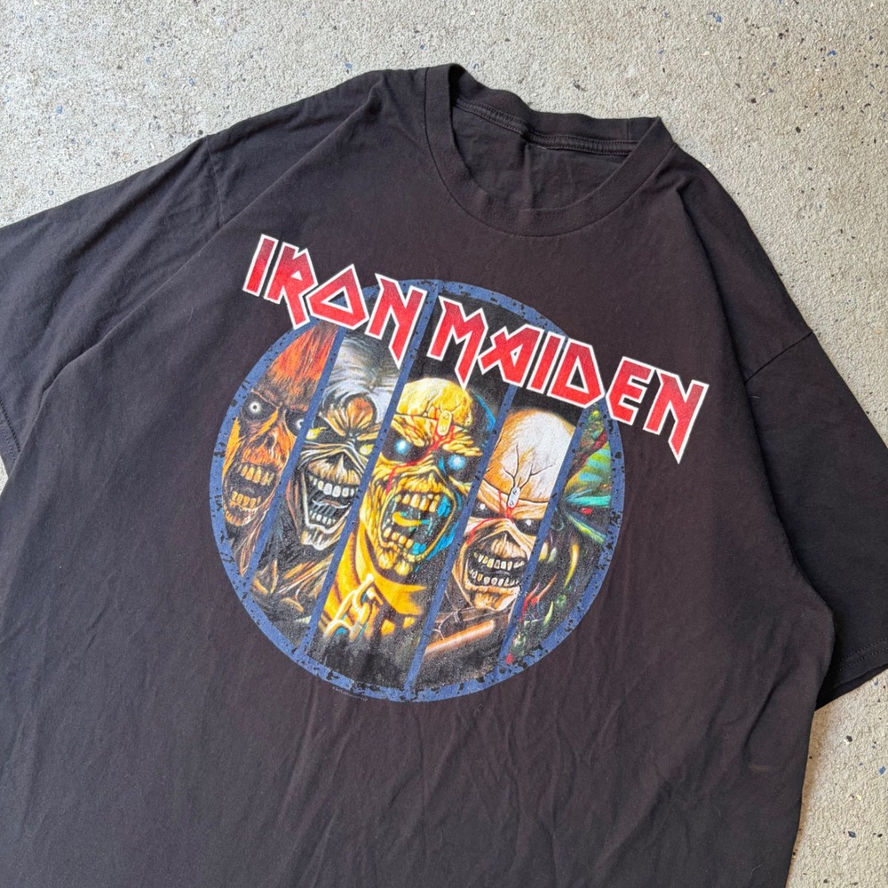 Iron Maiden Eddie Mascot Graphic T-Shirt Mens Black Short Sleeve Band Tee